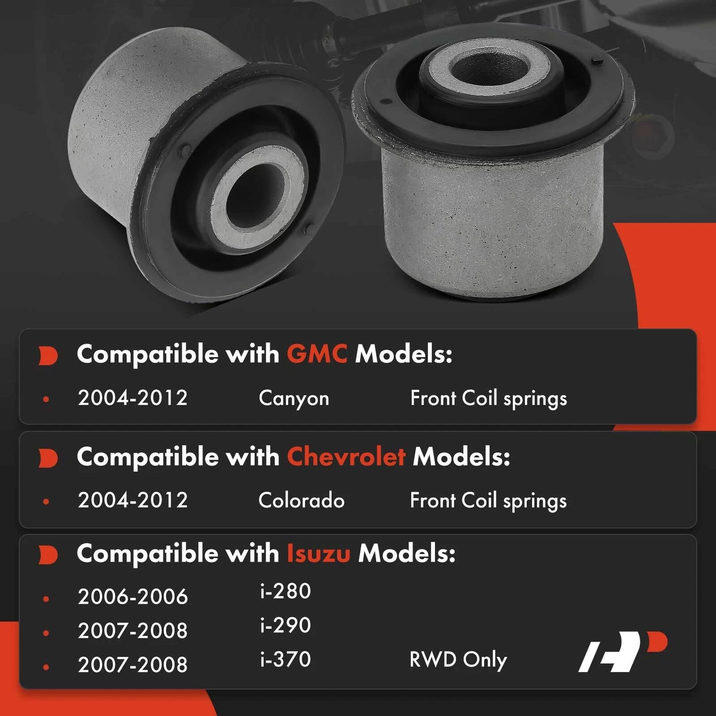 2X Front Upper Control Arm Bushing for Chevy Colorado GMC Canyon (2004–2012)