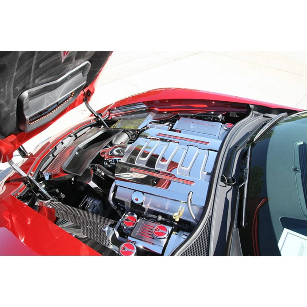 Chrome Stingray Cap Covers with Black CF Inlay for 2014-2019 Corvette Z06
