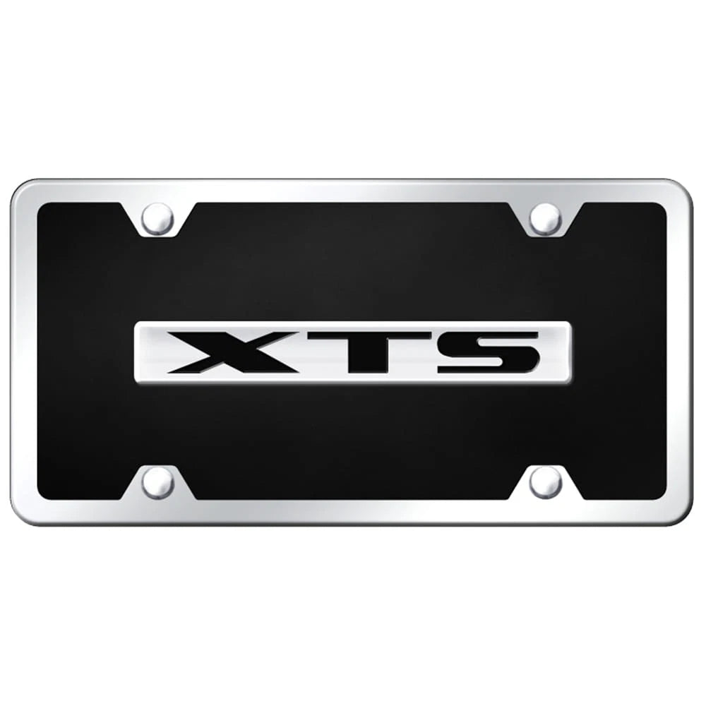 Chrome on Black Acrylic License Plate Kit - Officially Licensed for Cadillac XTS