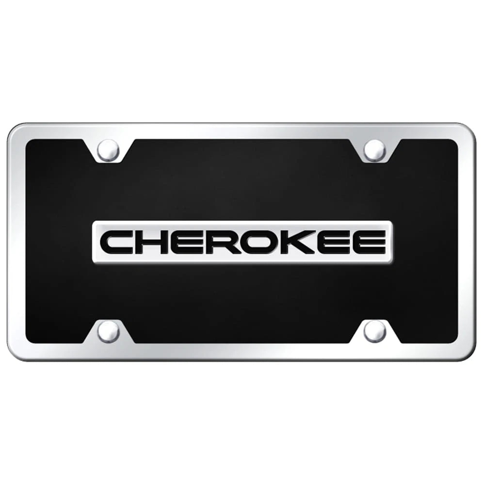 Chrome on Black Acrylic License Plate Kit -Officially Licensed for Jeep Cherokee