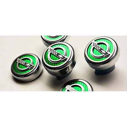 Chrome Cap Covers with Blue Carbon Vinyl Inlay for 1984-1996 Corvette