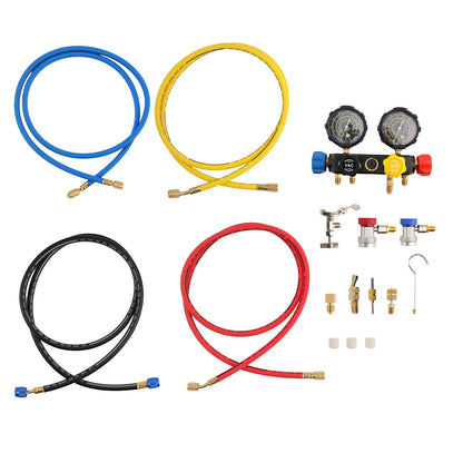4-Way HVAC AC Gauge Set for R134a R22 R410a for Manifold Diagnostic (5ft)