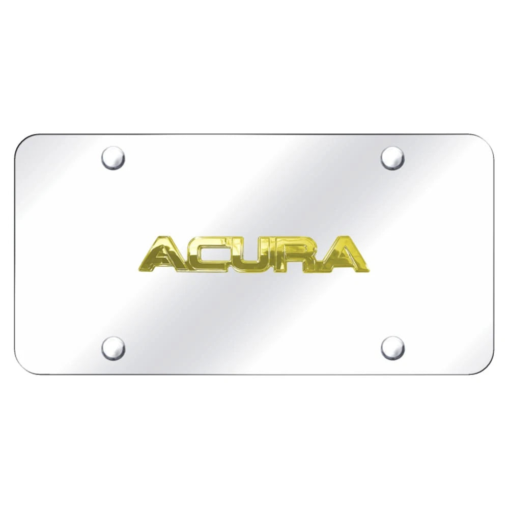 Gold Name on Chrome License Plate - Officially Licensed for Acura