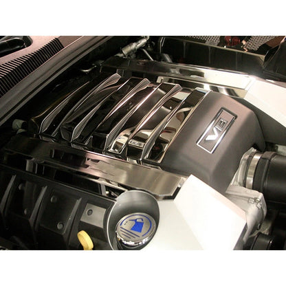 Chrome Cap Covers with White Carbon Fiber Inlay for 10-15 Chevy Camaro V6