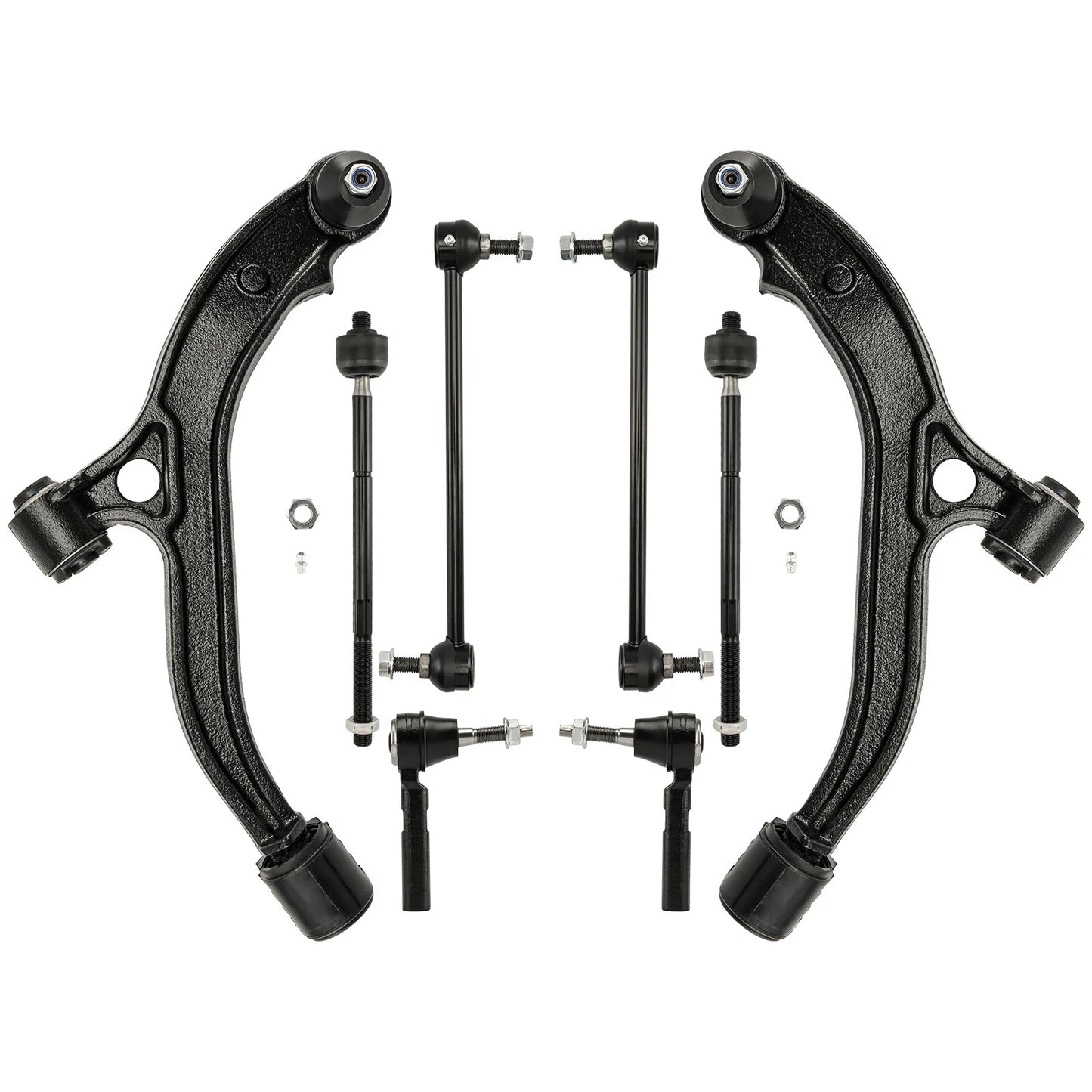 8pc Front Lower Control Arms, Tie Rods, Sway Bars for Chrysler Town & Country (2008–2020)