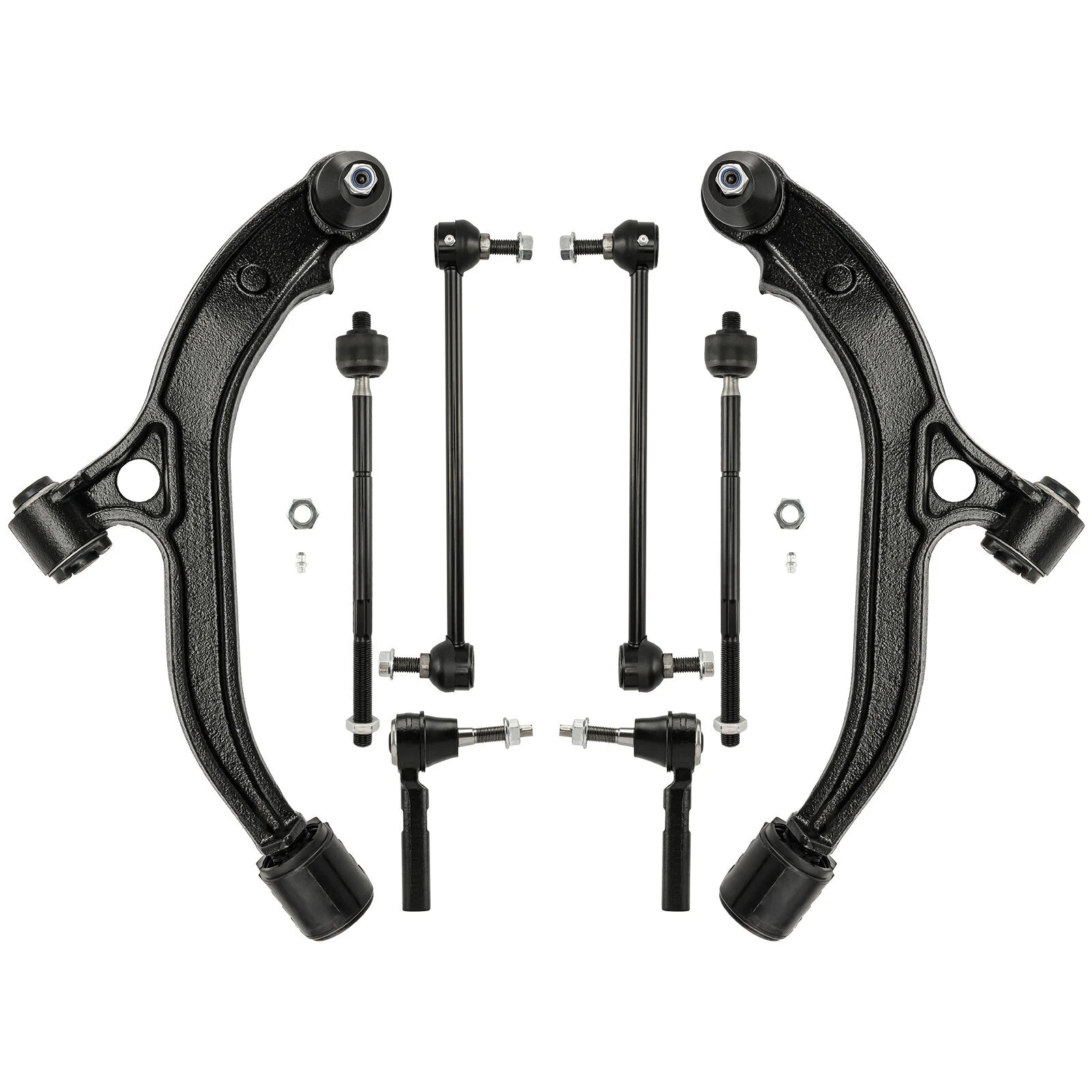 8pc Front Lower Control Arms, Tie Rods, Sway Bars for Chrysler Town & Country (2008–2020)