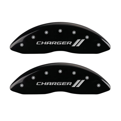 Caliper Covers with Stripes for Black 2006-2010 Dodge Charger SRT8 by MGP