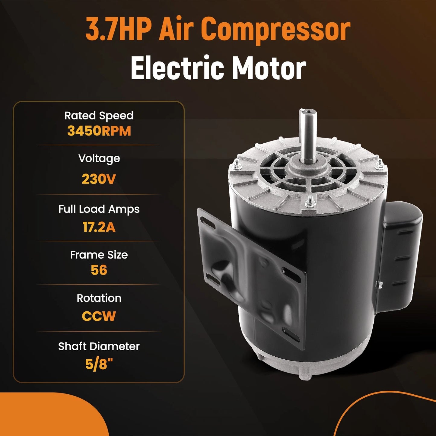 Air Compressor Electric Motor for 1-Phase (3450 RPM) 56 Frame (230 V)