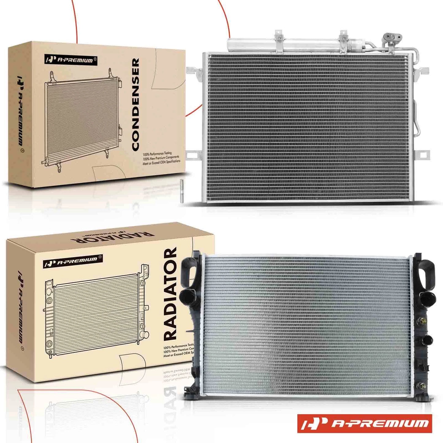 2X Radiator & AC Condenser Cooling Kit for Benz E320 E350 (2003–2009)