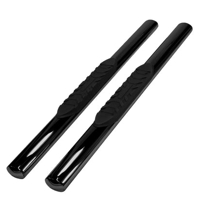 Blk 4in Oval Straight w/Pads Step Nerf Bar for 15-19 F-150/250/350 Standard Cab