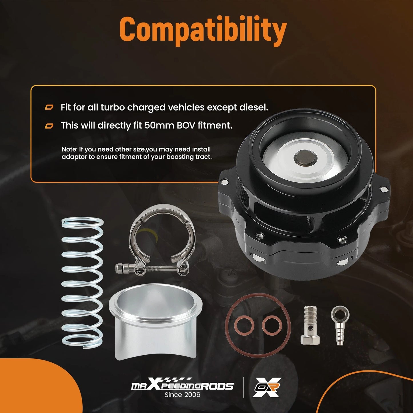 50mm Turbocharger Blow Off Valve Assembly for Black Up to 35 PSI (2020–2024)