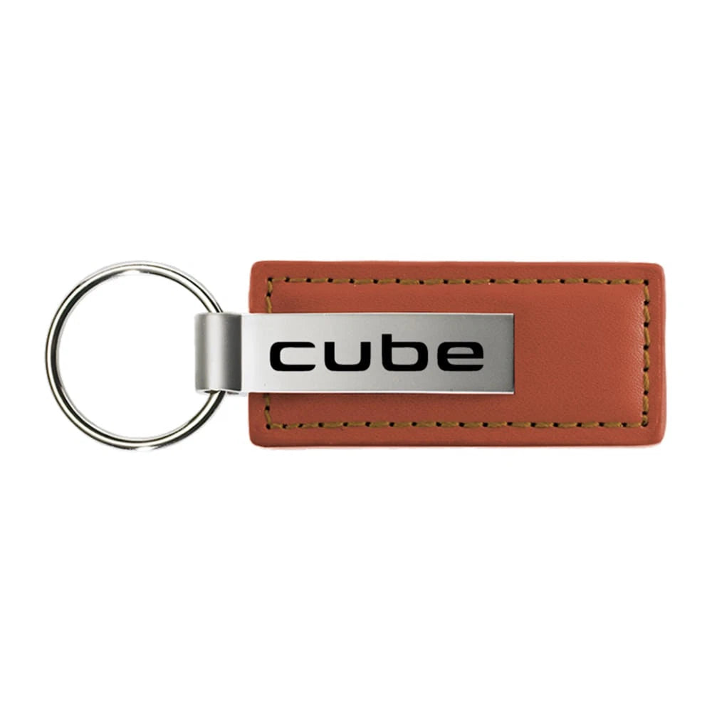 Brown Leather Keychain KC1541.CUBE - Officially Licensed for Nissan Cube