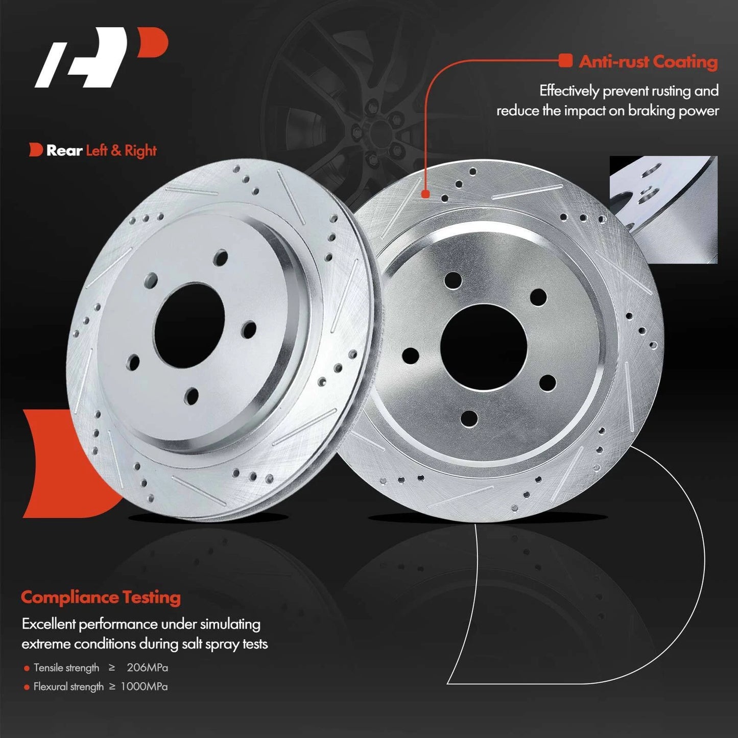 2X Rear Drilled Brake Rotors for Chevy Corvette (1997–2004) Cadillac XLR