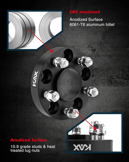 Hubcentric Wheel Spacers for Ford Mustang (2015–2023) 1 in 5x4.5 4x5x4.5