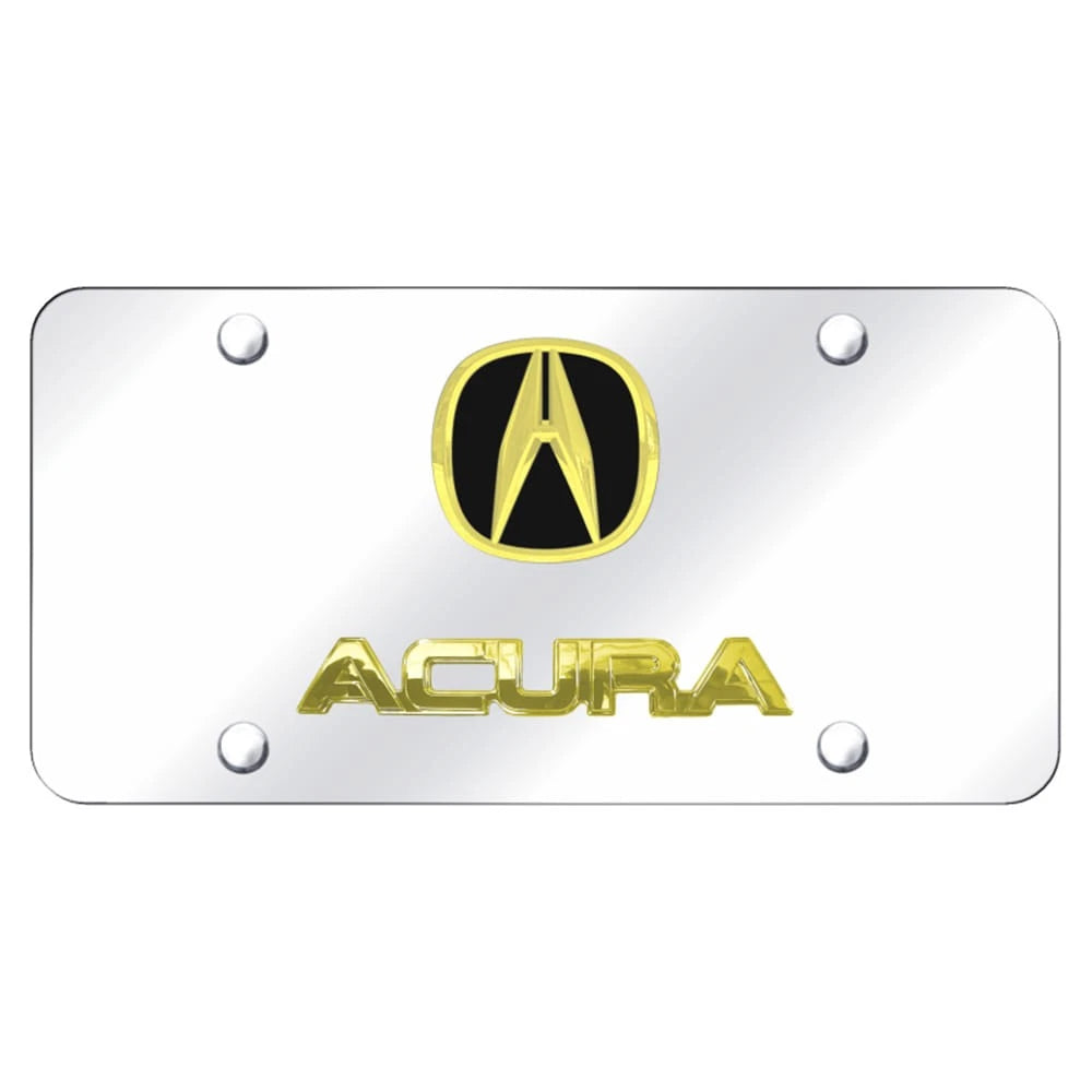 Dual Gold on Chrome License Plate - Officially Licensed for Acura