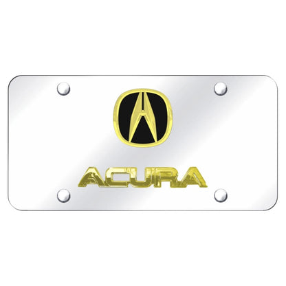 Dual Gold on Chrome License Plate - Officially Licensed for Acura