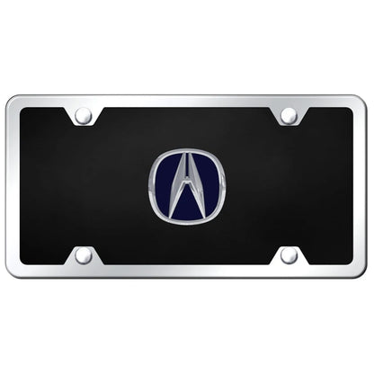 Chrome/Blue on Black Acrylic License Plate Kit - Officially Licensed for Acura