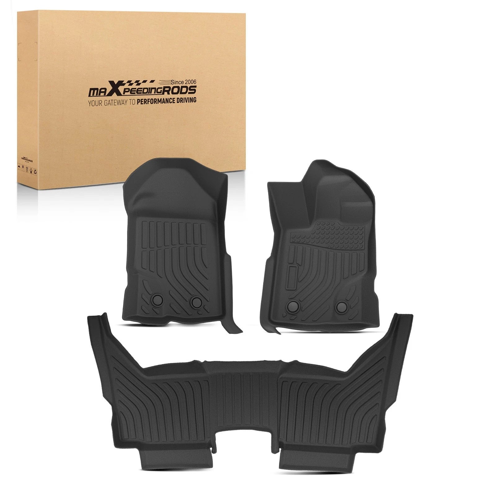 Black TPE Carpet Floor Mats for Ford Ranger SuperCrew Cab (2019–2023)