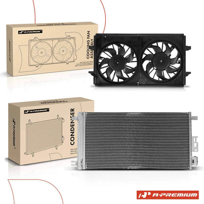AC condenser and dual cooling fan assembly kit for Chevy Malibu (2006–2012)