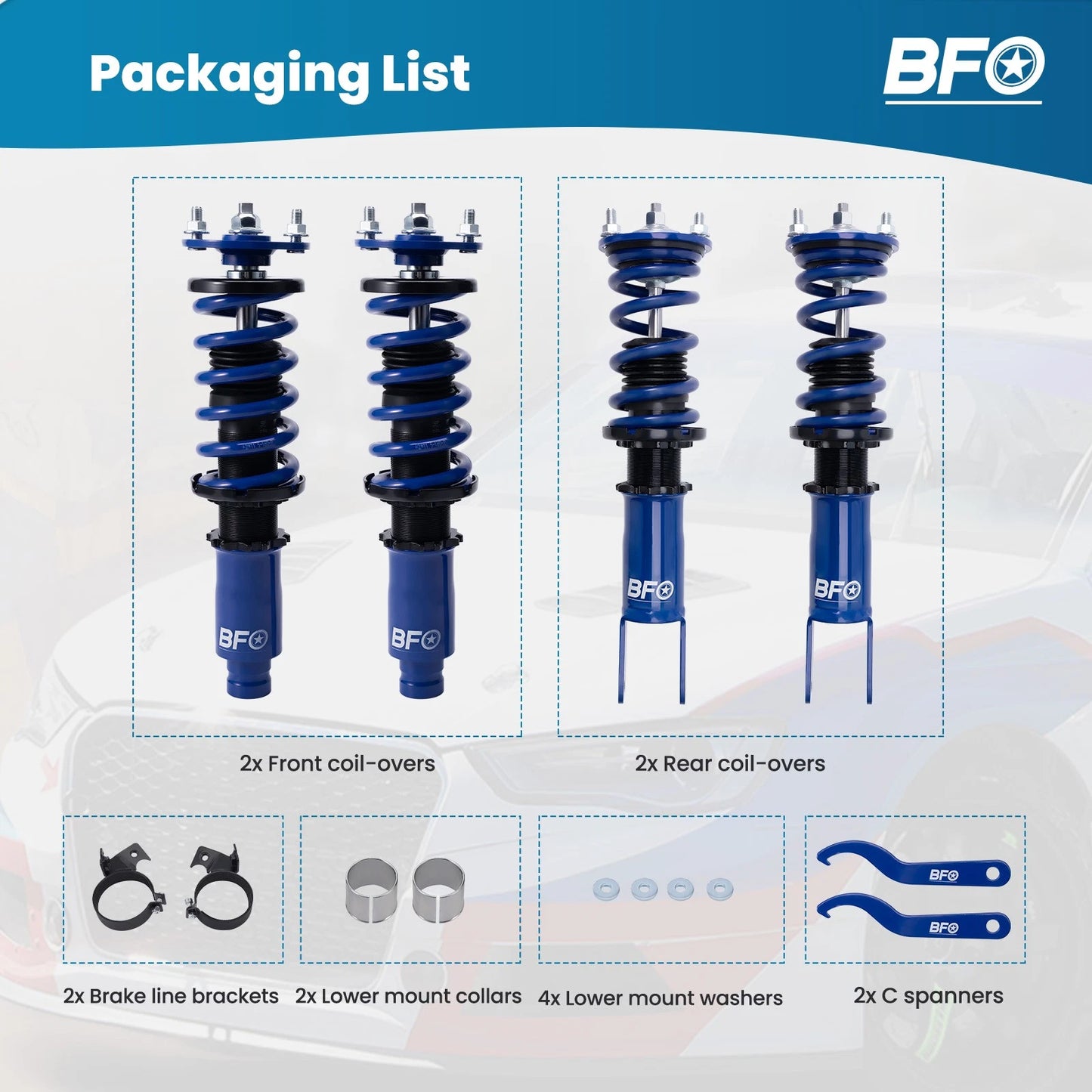 Front and Rear Coilovers Suspension Kit for Honda Civic (1996–2000)