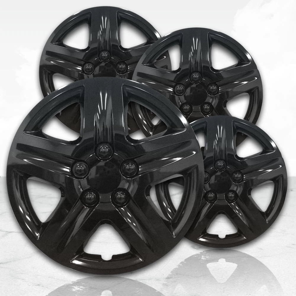 16 Inch Gloss Black Deluxe Hubcaps Wheel Covers Set 4 for Chevrolet Monte Carlo (1970–1972)