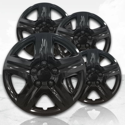 16 Inch Gloss Black Deluxe Hubcaps Wheel Covers Set 4 for Chevrolet Monte Carlo (1970–1972)
