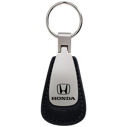 Black Leather Teardrop Keychain - Officially Licensed for Honda