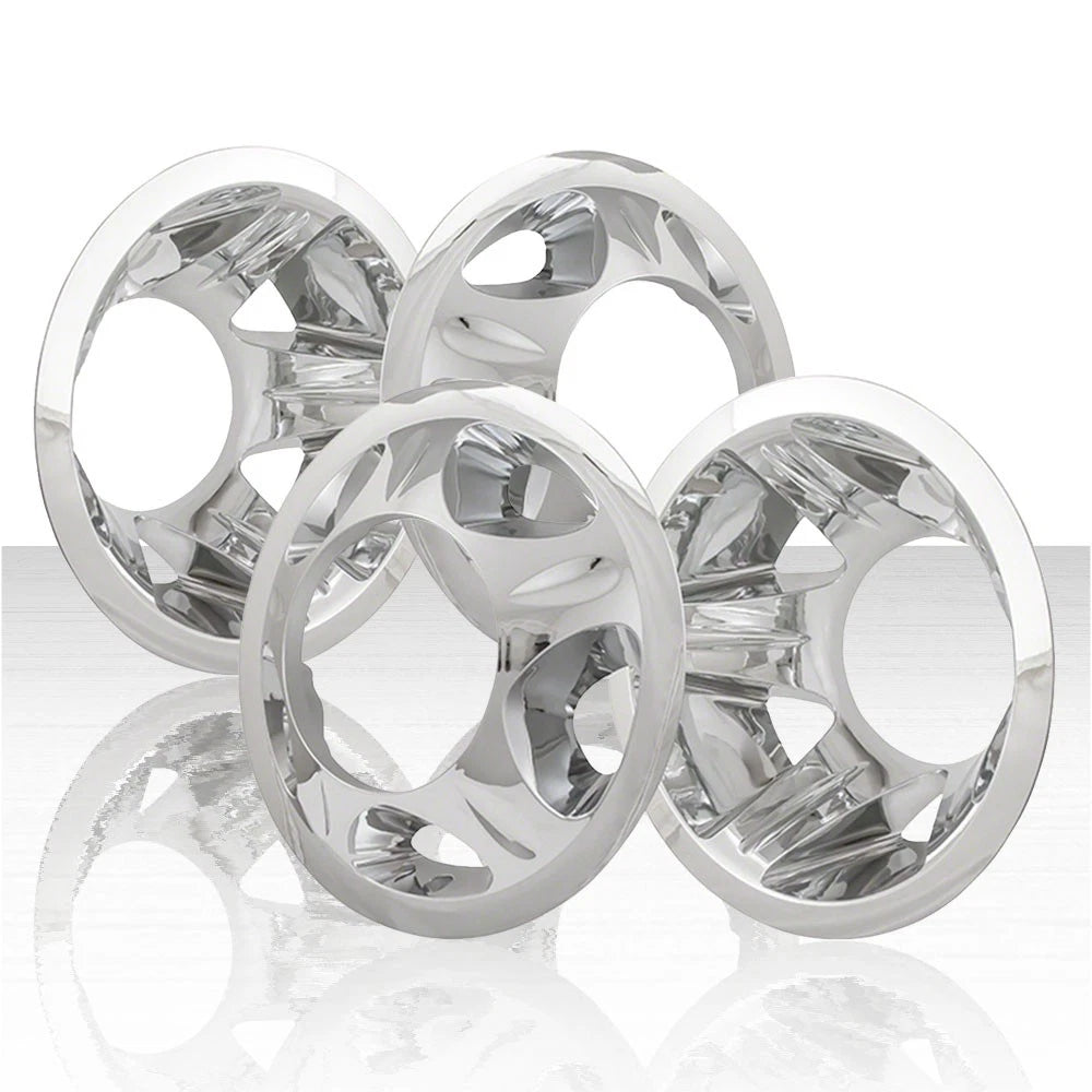4 Chrome 17" Dually Wheel Simulators Dual Rim Liners for 08-10 Silverado Sierra