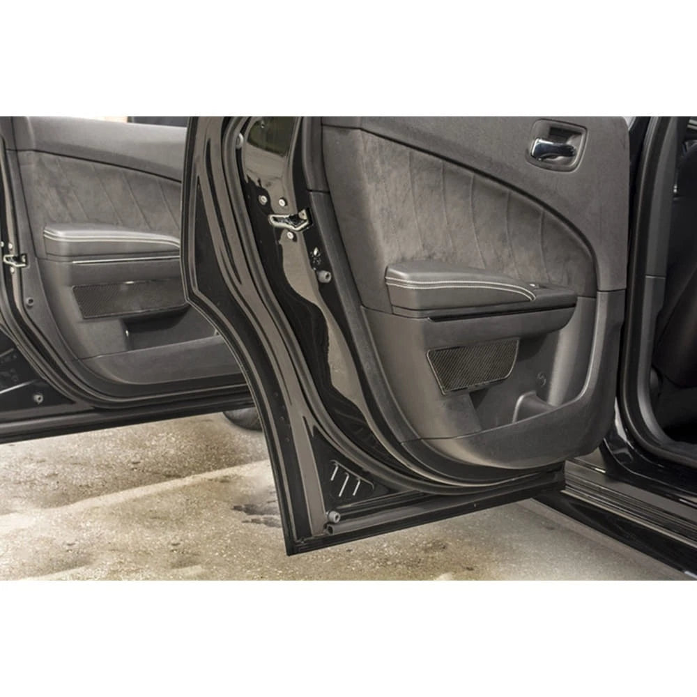 Carbon Fiber Rear Door Badges with Polished Trim for Dodge Charger (2011–2013)