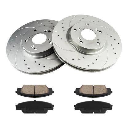 Front Drilled Slotted Brake Rotors and Ceramic Pads for Acura RSX (2002–2006)