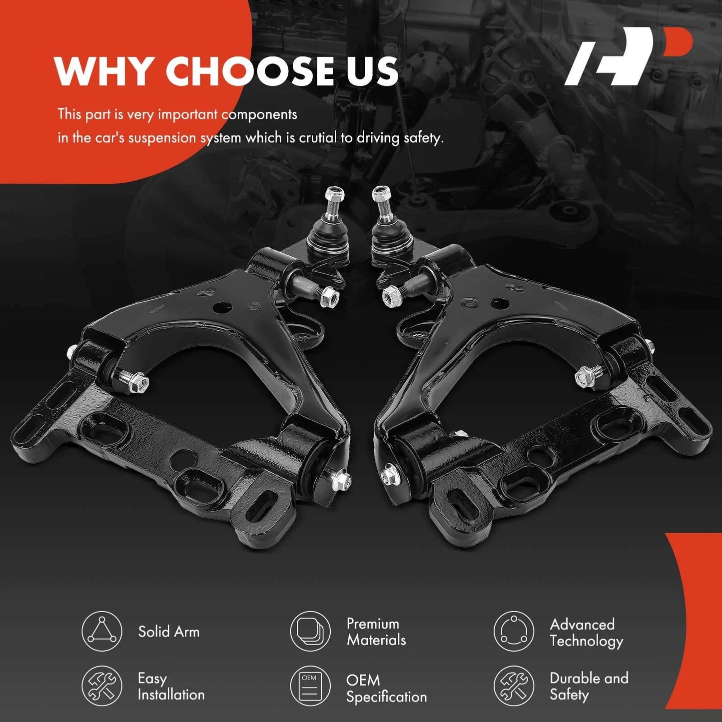 2X Front Lower Control Arm with Ball Joint for Chevy Trailblazer (2002–2009)