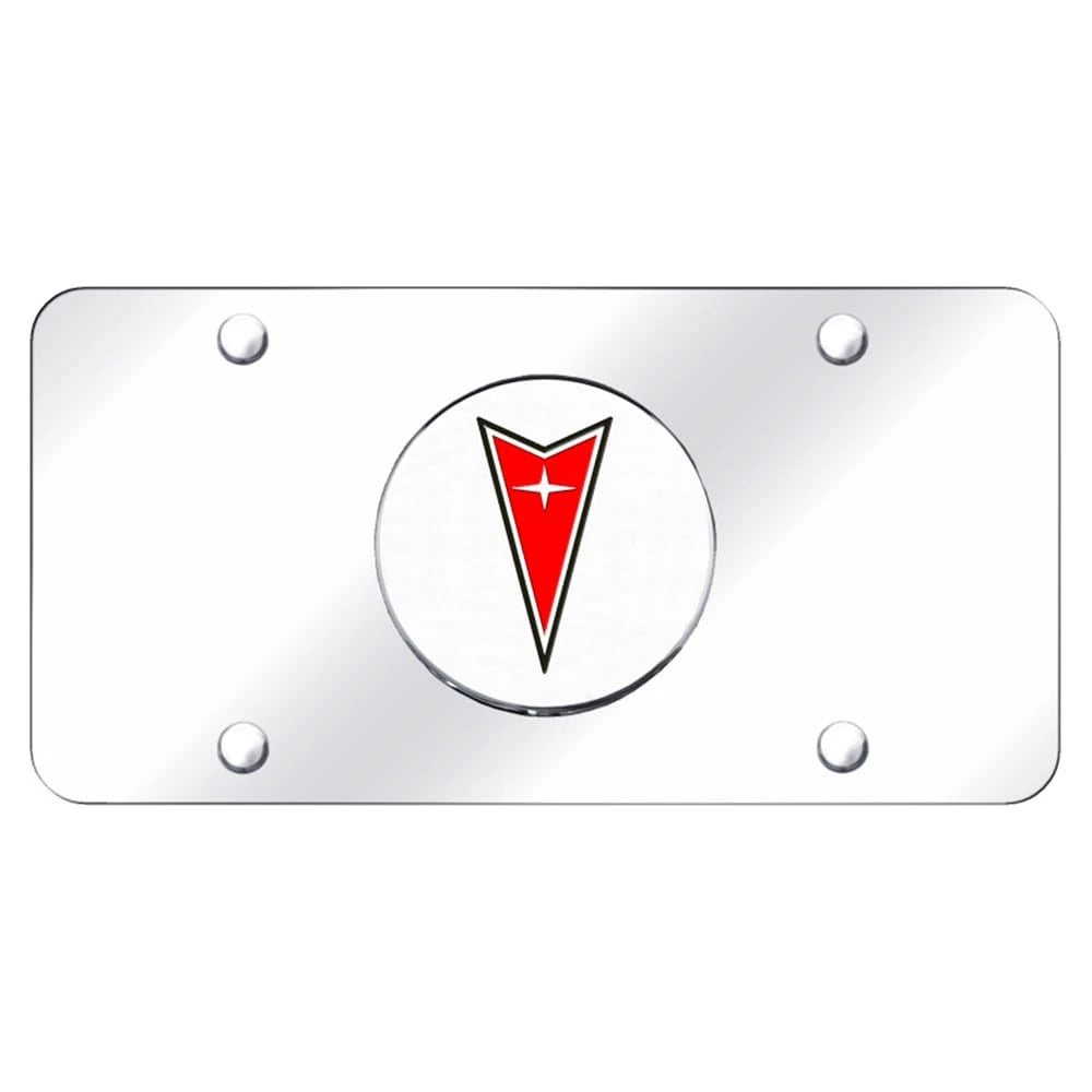 Chrome Logo on Chrome License Plate - Officially Licensed for Pontiac