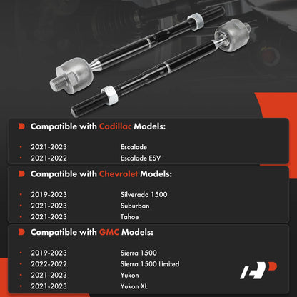 2X Front Inner Tie Rod for Chevy Silverado 1500 GMC Sierra 1500 (2019–2023)