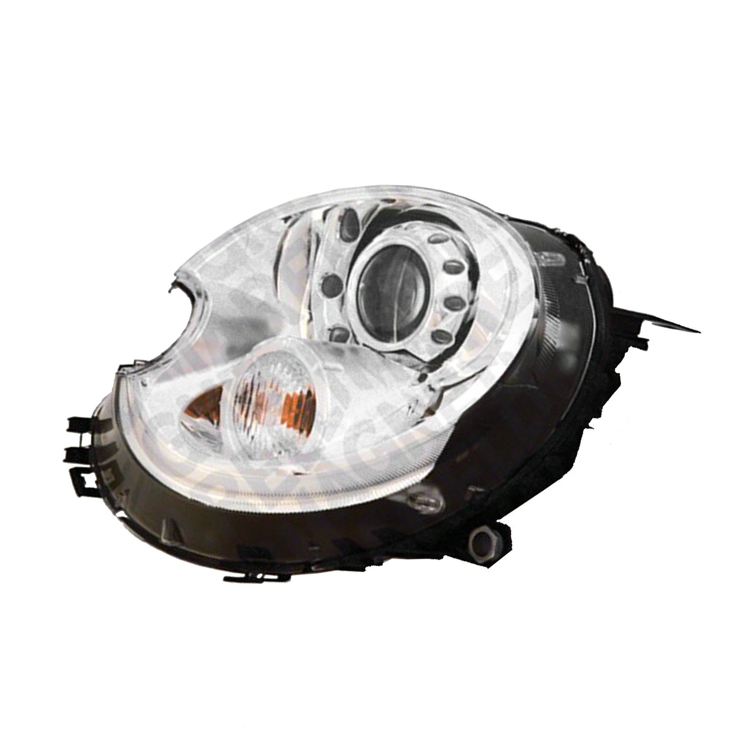 White Passenger HID Head Light Lens/Housing w/o Black Bezel w/White Signal Lamp