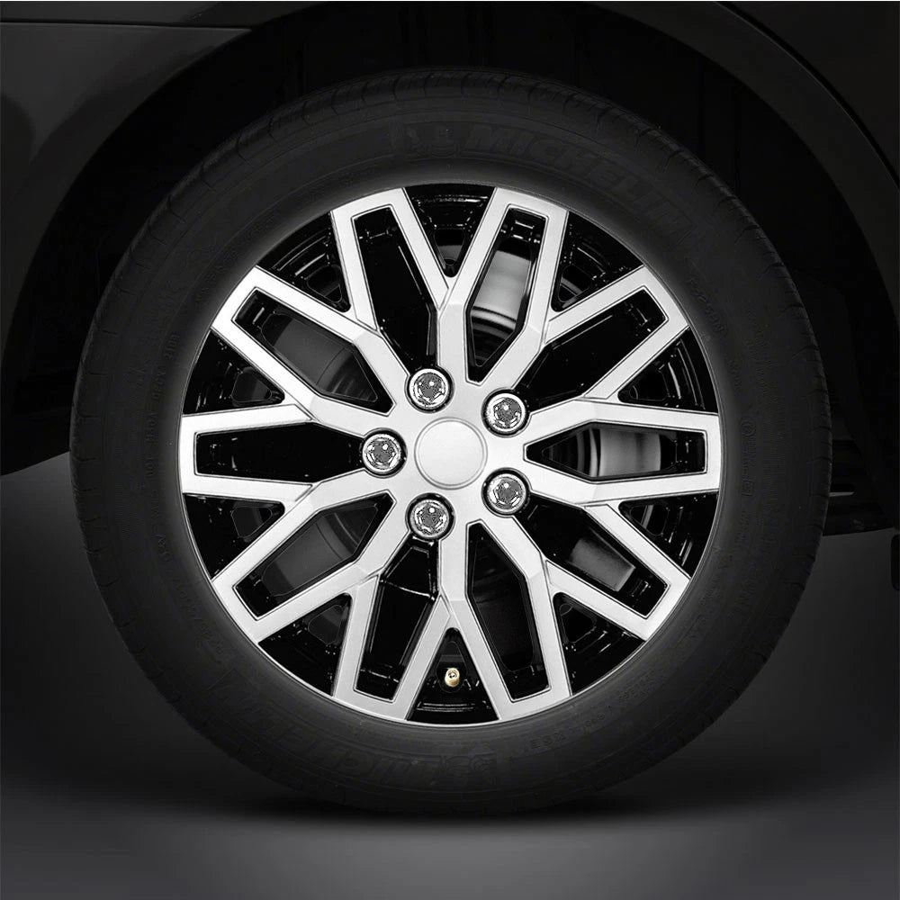 16" Silver/Black Hubcaps/Wheel Covers for Steel Wheels 'Universal' Style