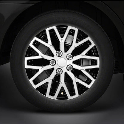 16" Silver/Black Hubcaps/Wheel Covers for Steel Wheels 'Universal' Style