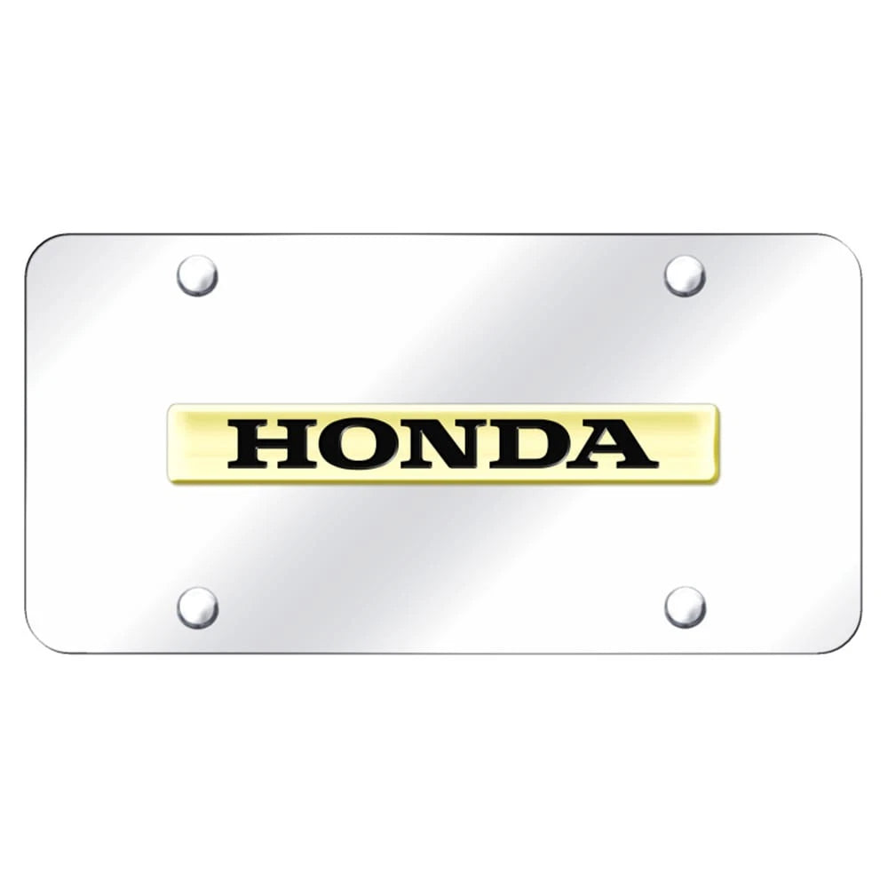 Gold Name on Chrome License Plate - Officially Licensed for Honda