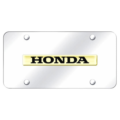 Gold Name on Chrome License Plate - Officially Licensed for Honda