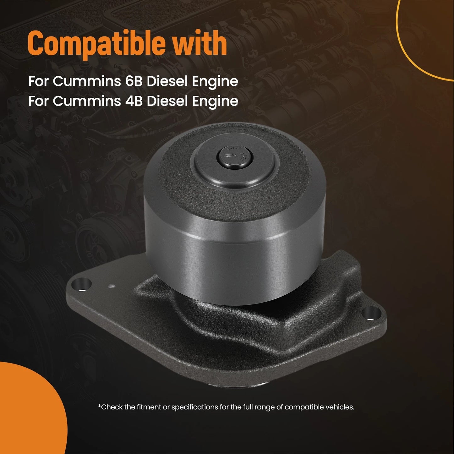 Engine Water Pump for Cummins 4B 4BT 4BTA 6B 6BT 6BTA 3.9L 5.9L (1980–2005)