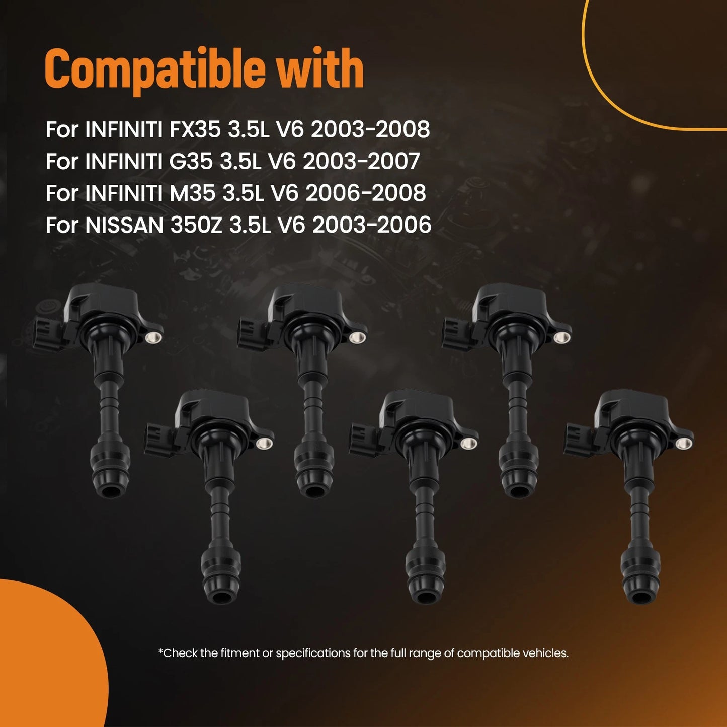 Ignition Coil Set for Infiniti FX35 G35 M35 Nissan 350Z (2003–2008)