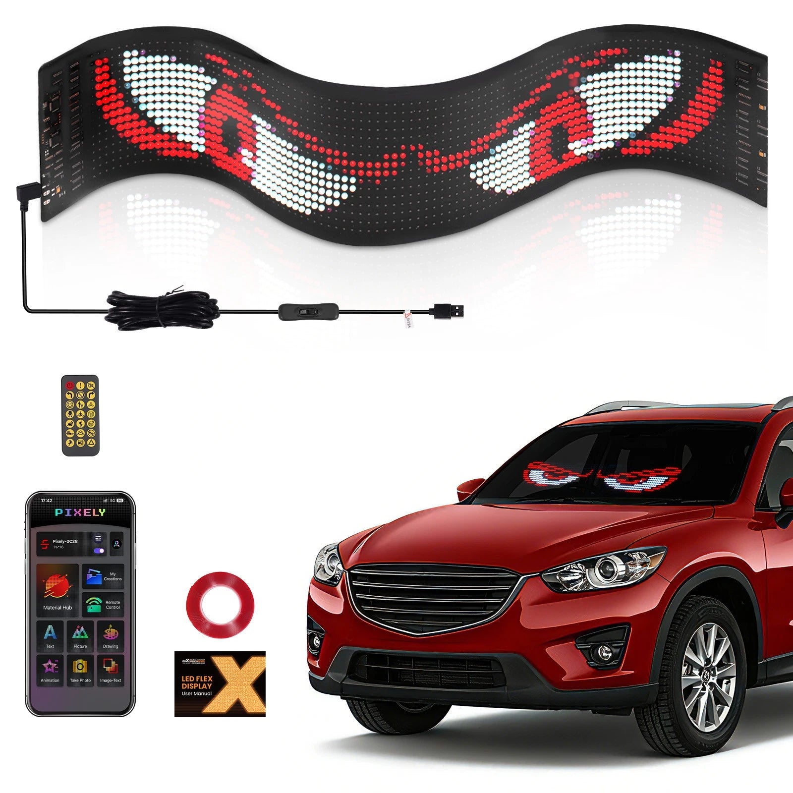 Devil Eyes Light for Car LED Display Screen DIY Truck Windshield (23")