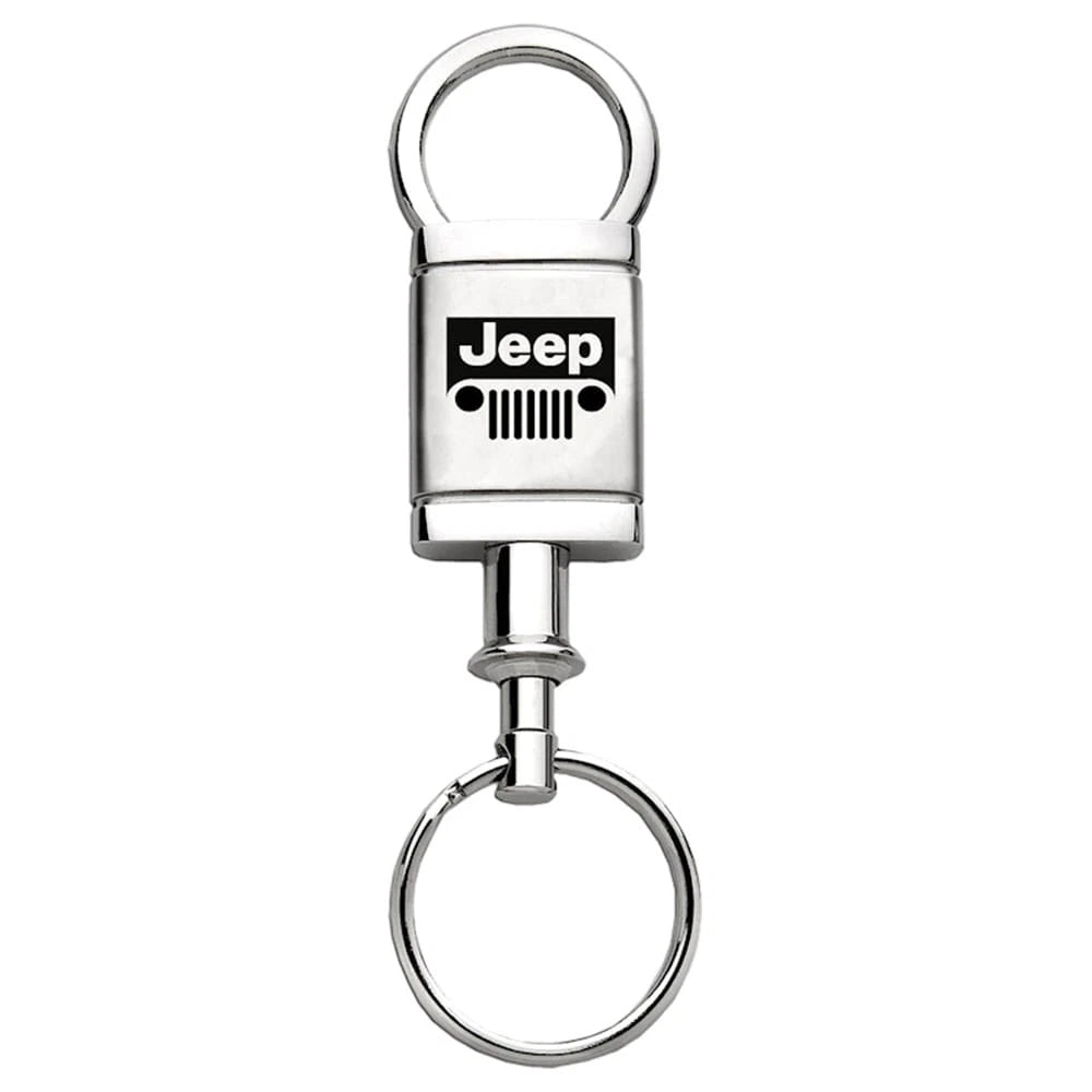 Grille Logo on Satin-Chrome Valet Keychain - Officially Licensed for Jeep