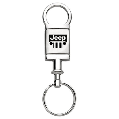 Grille Logo on Satin-Chrome Valet Keychain - Officially Licensed for Jeep