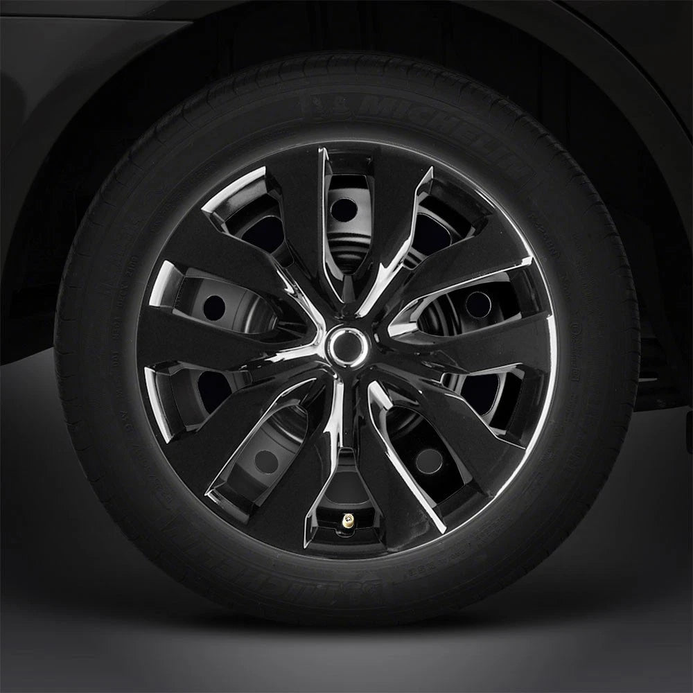 16" Gloss Black Hubcaps/Wheel Covers for Steel Wheels 'Rogue' Style (Set of 4)