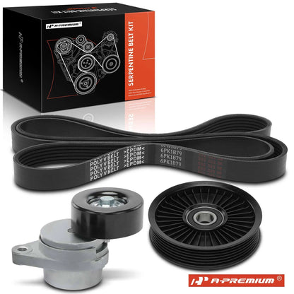 3X Serpentine Belt Drive Component Kit for Chevy Aveo Pontiac L4 (2004–2011)
