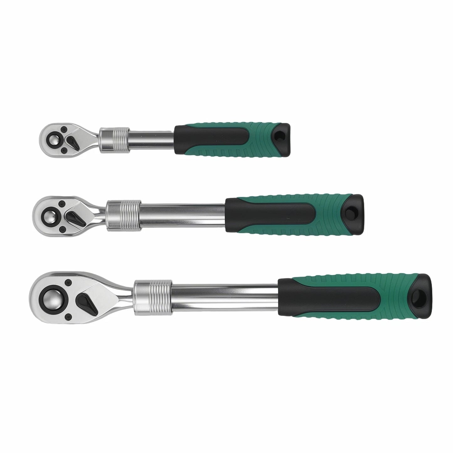 3-Piece Ratchet Socket Wrench Set for 1/4, 3/8 & 1/2 Drive (72T)