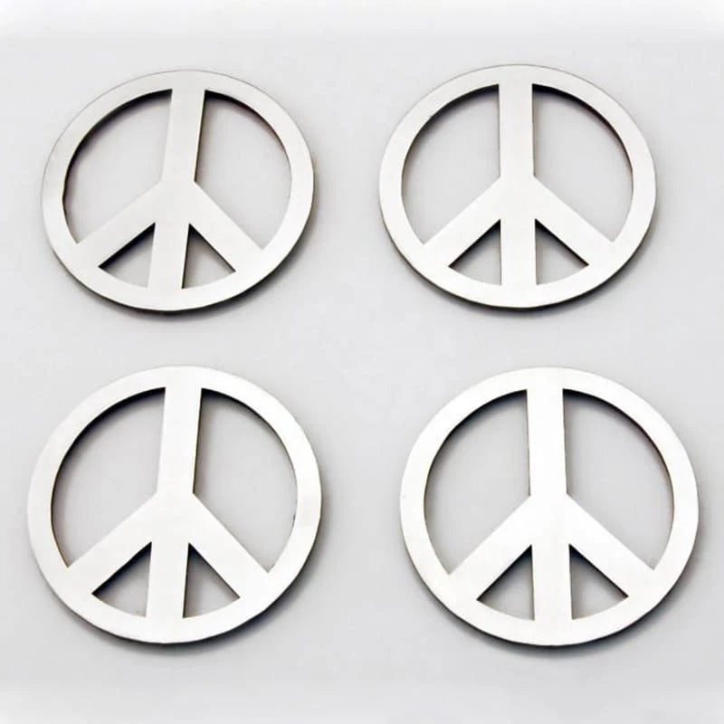 4pc Polished Stainless Steel Peace Sign Emblem Kit - American Car Craft