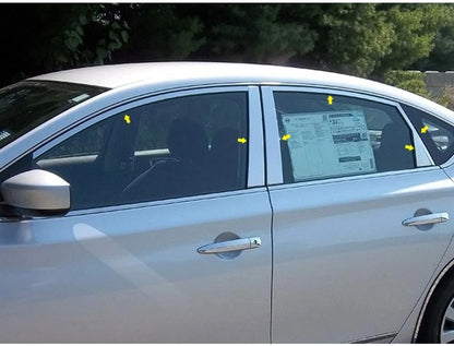 12pc. Luxury FX Stainless Steel Window Pkg (w/Posts) for 13-19 Nissan Sentra 4D