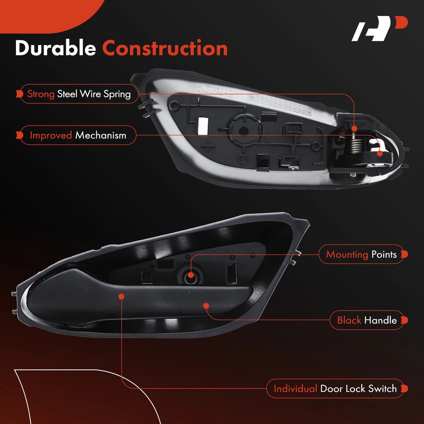 2X Black Interior Door Handle for Chevy Spark (2016–2022)