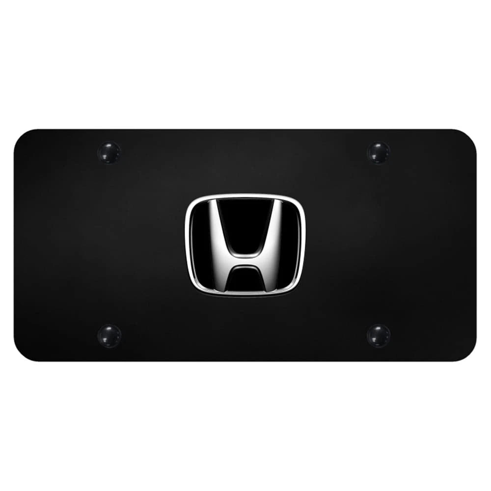 Chrome Logo on Black License Plate - Officially Licensed for Honda